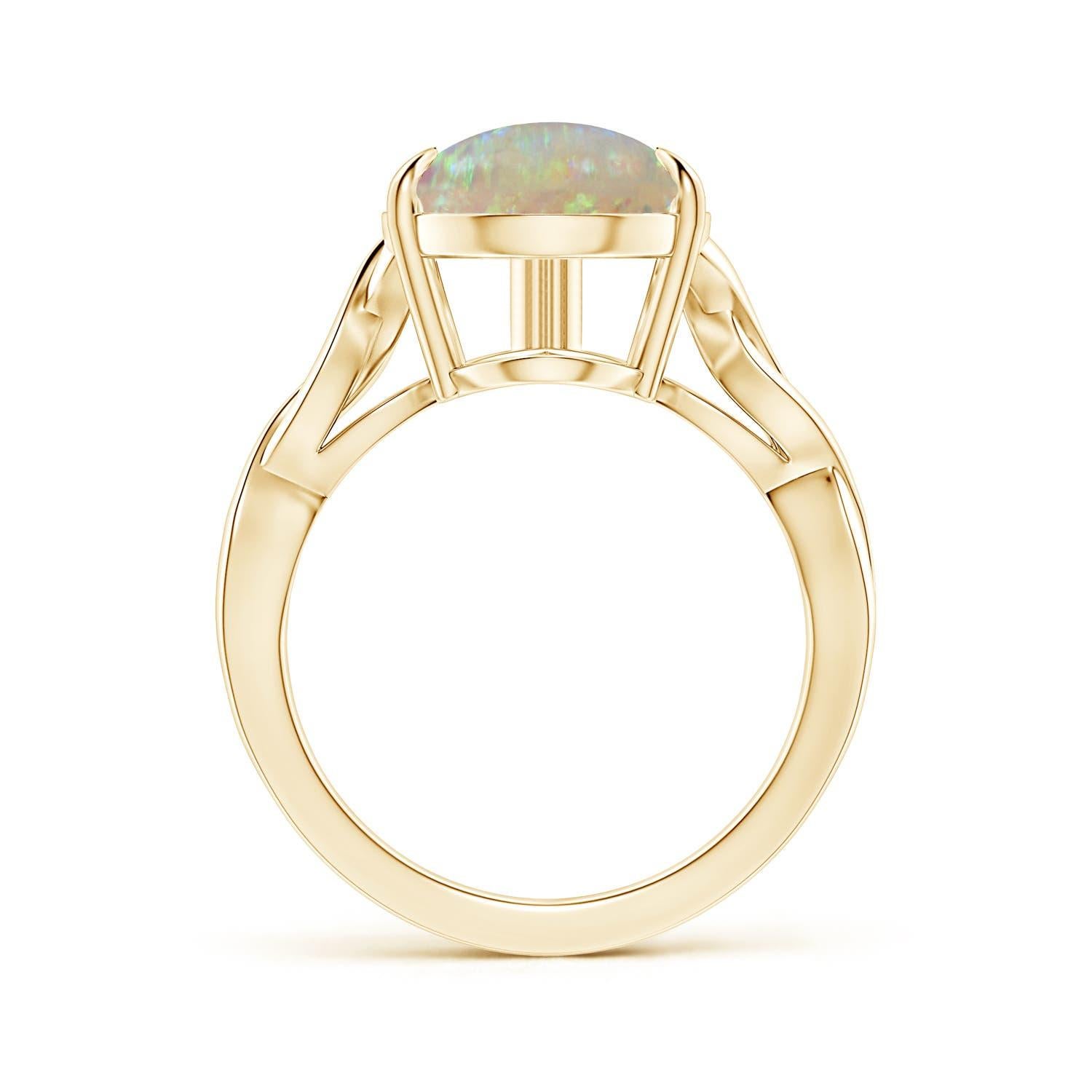 Angara Gia Certified Natural Solitaire Opal Twisted Shank Ring in Yellow Gold 2