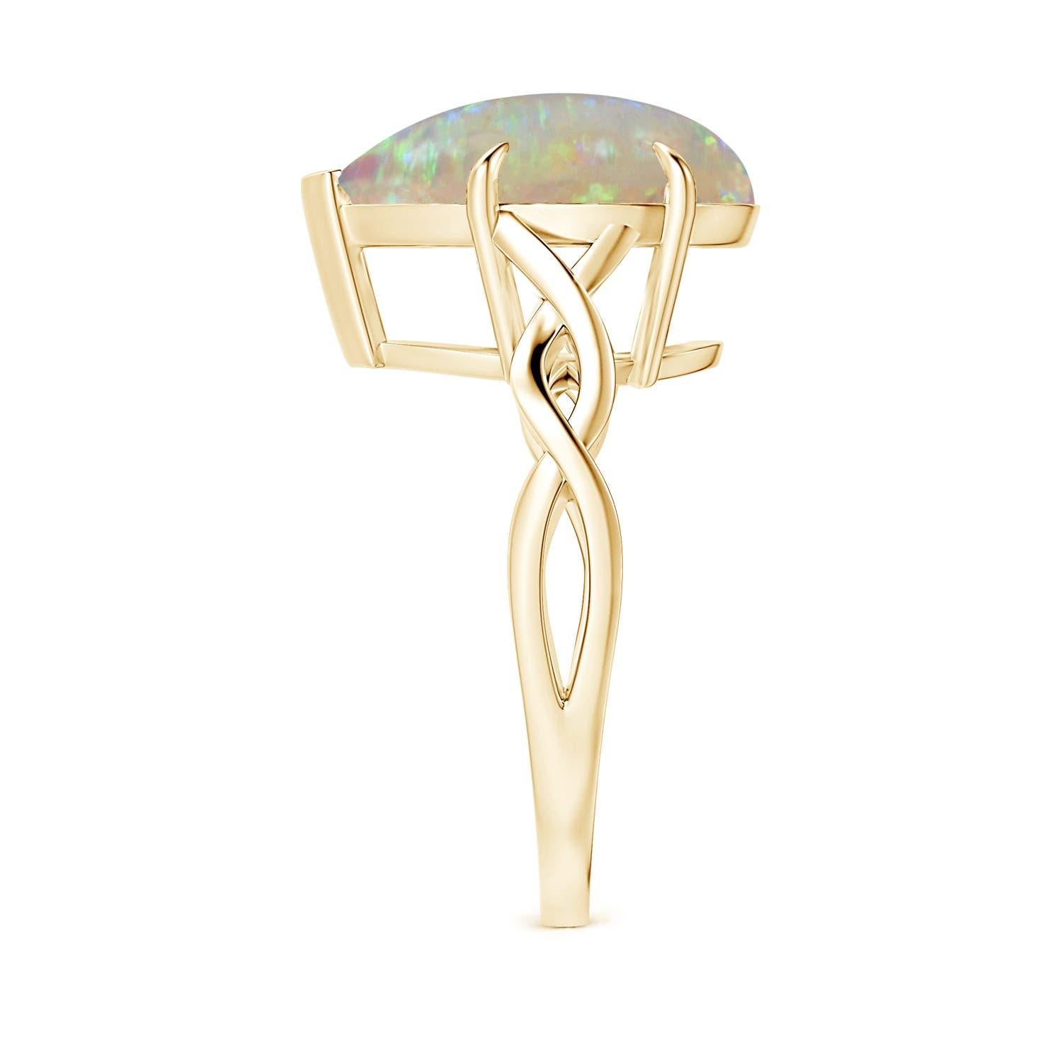 Angara Gia Certified Natural Solitaire Opal Twisted Shank Ring in Yellow Gold 4