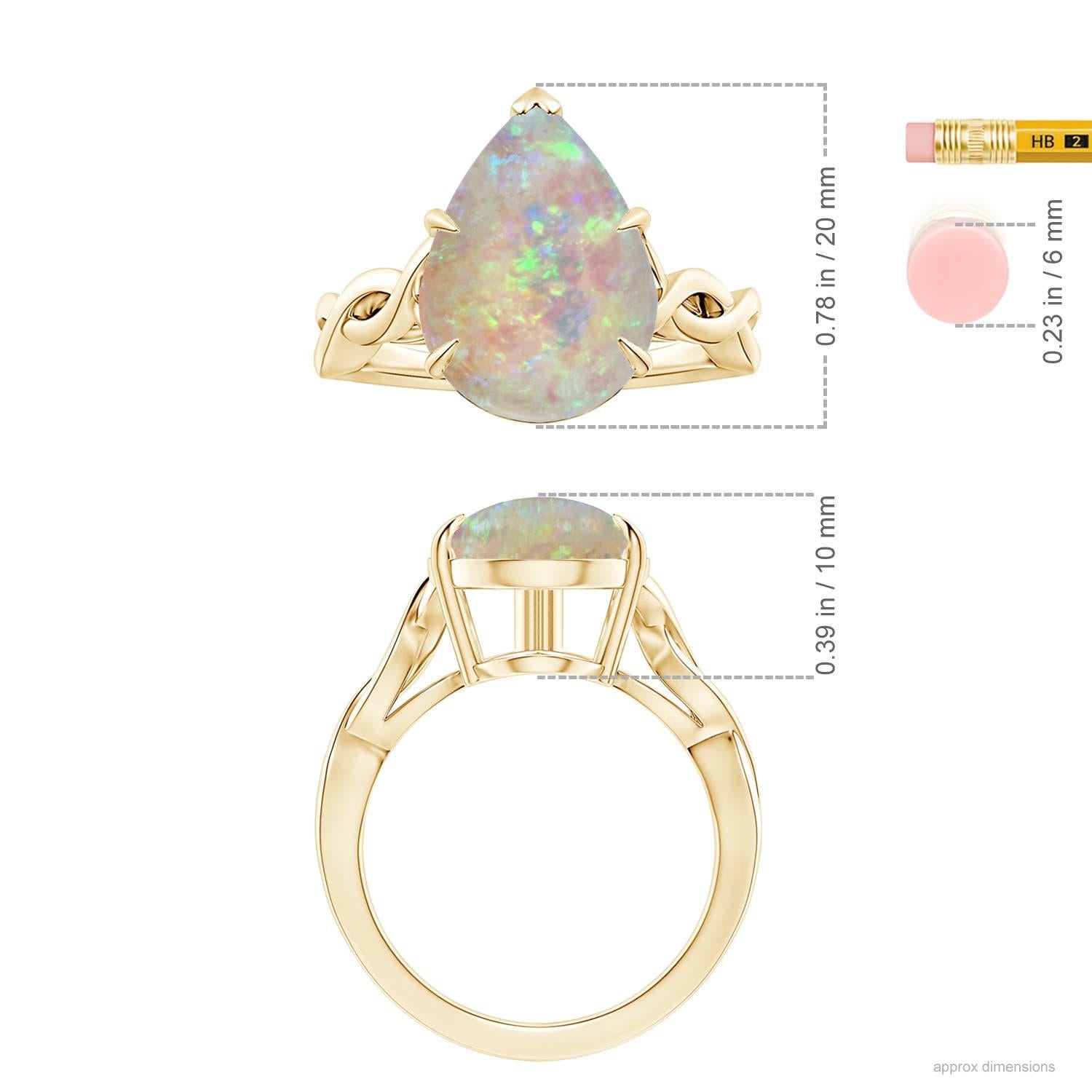 Angara Gia Certified Natural Solitaire Opal Twisted Shank Ring in Yellow Gold 5