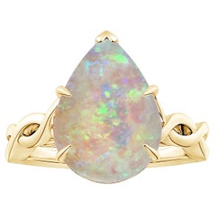 Angara GIA Certified Natural Solitaire Opal Twisted Shank Ring in Yellow Gold 