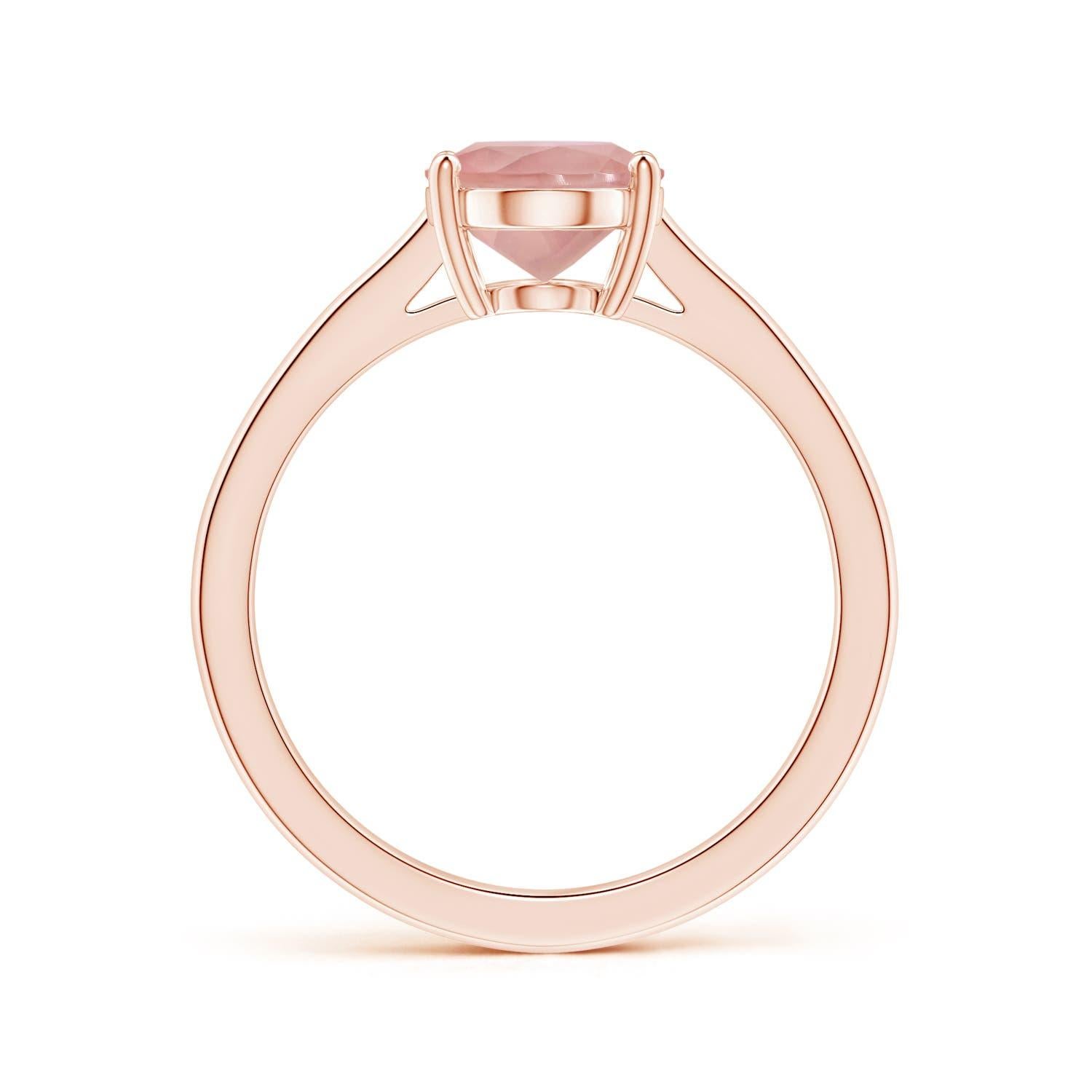For Sale:  Angara Gia Certified Natural Solitaire Oval Rose Quartz Ring in Rose Gold 2