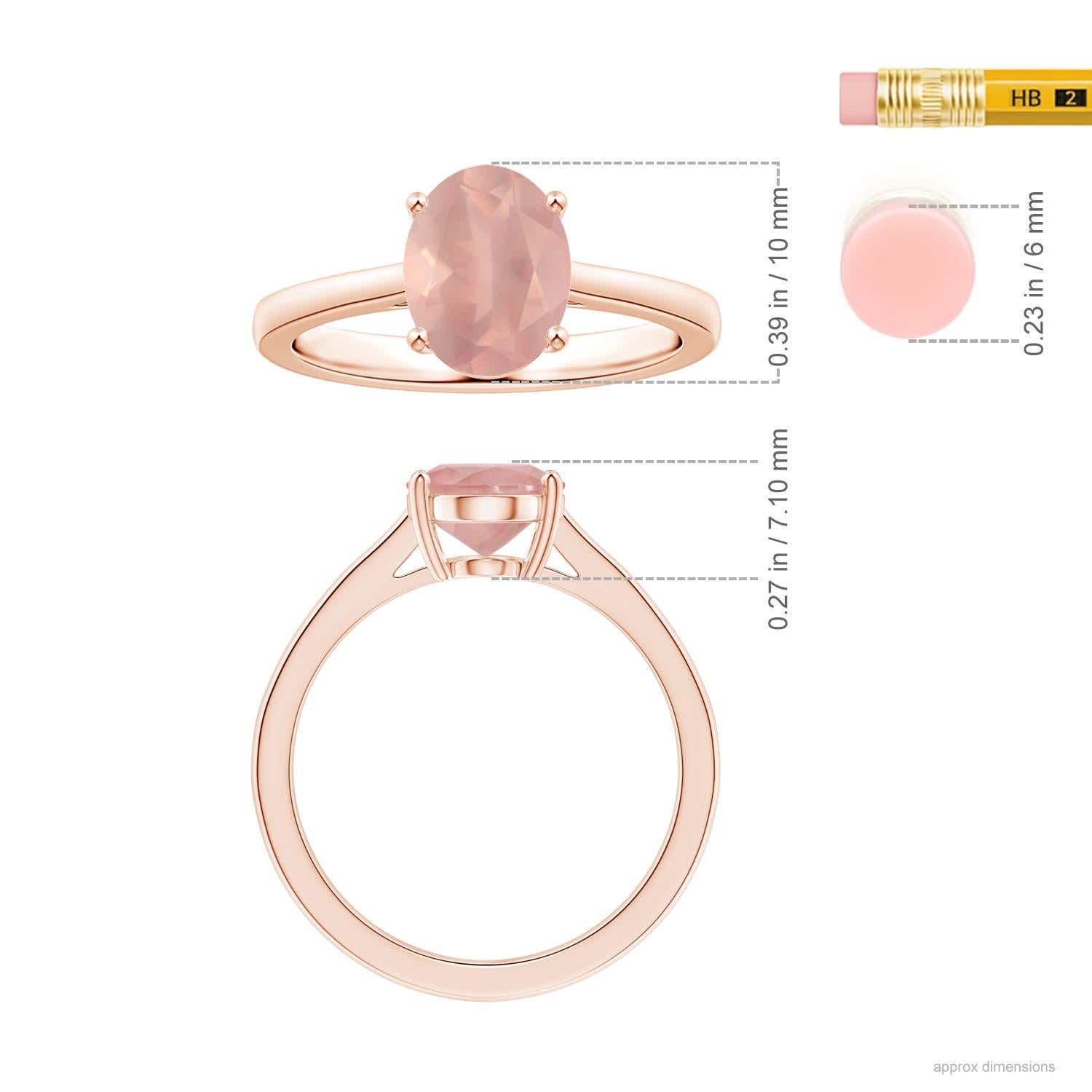 For Sale:  Angara Gia Certified Natural Solitaire Oval Rose Quartz Ring in Rose Gold 5