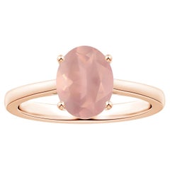 Angara Gia Certified Natural Solitaire Oval Rose Quartz Ring in Rose Gold