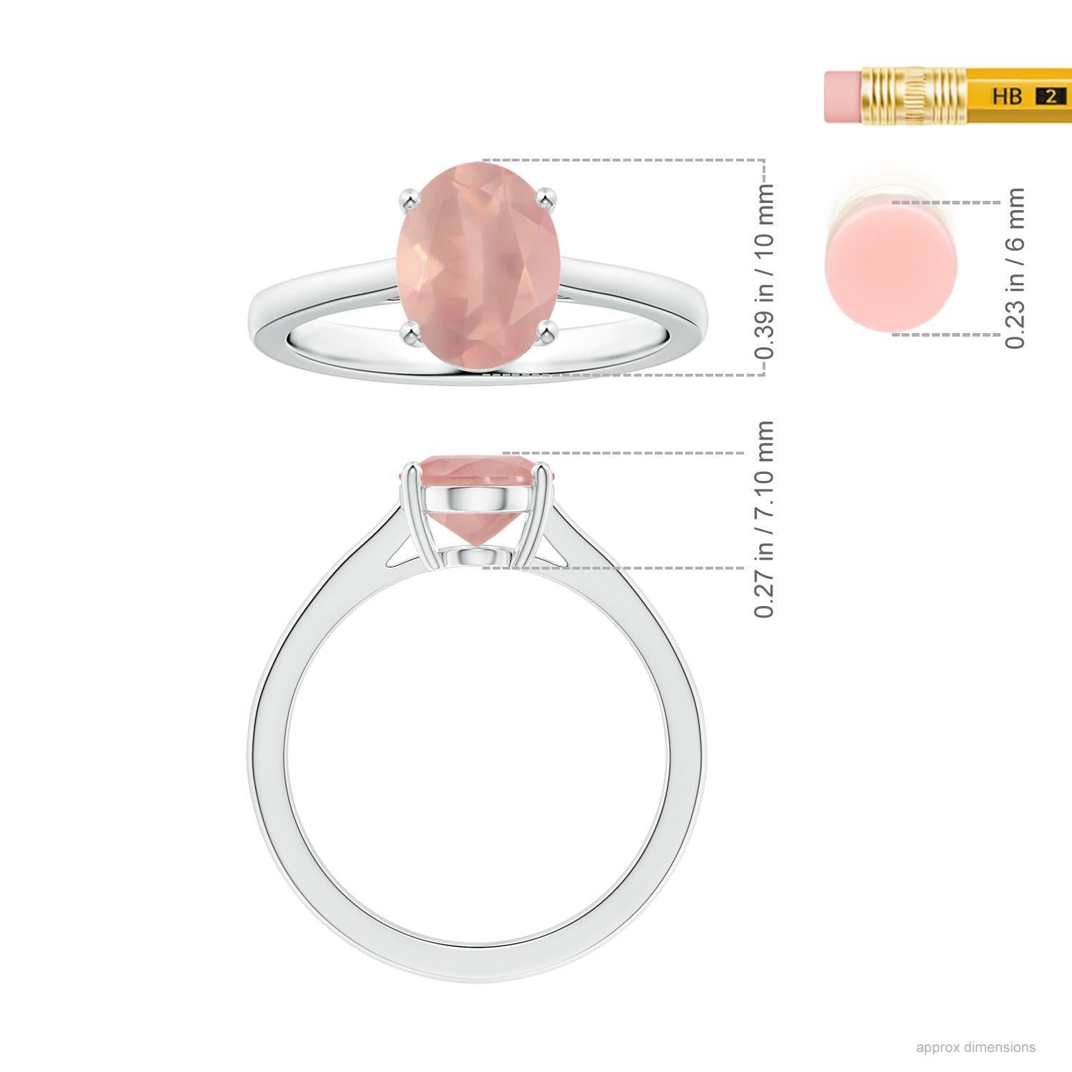 For Sale:  Angara Gia Certified Natural Solitaire Oval Rose Quartz Ring in White Gold 5