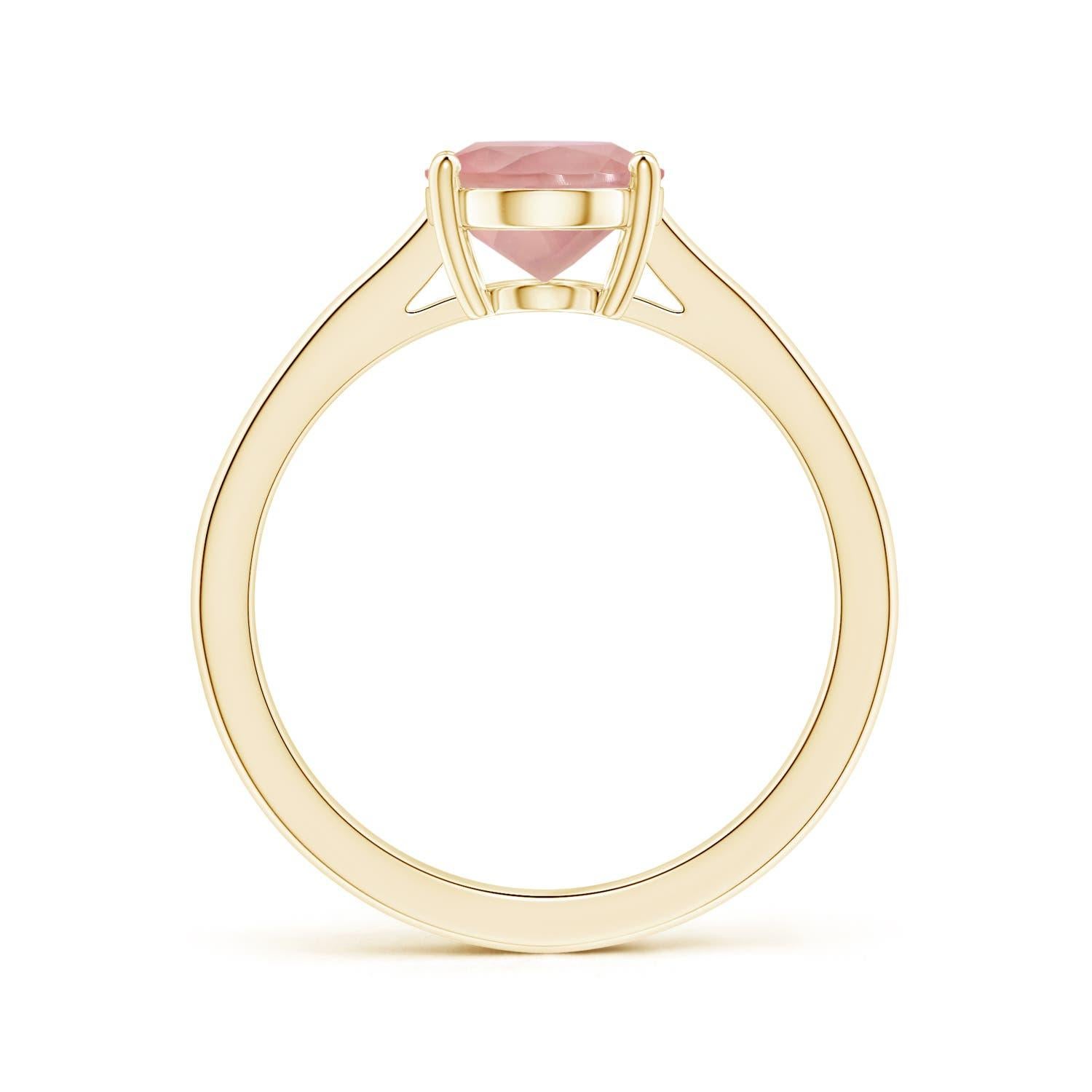 For Sale:  Angara Gia Certified Natural Solitaire Oval Rose Quartz Ring in Yellow Gold 2
