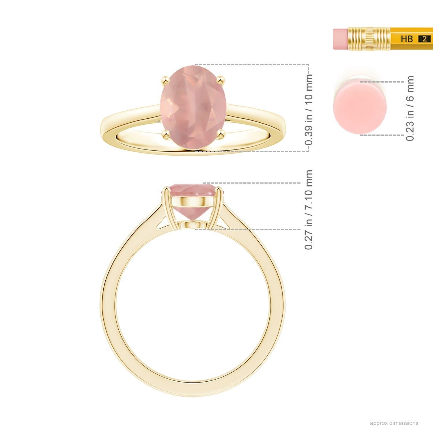For Sale:  Angara Gia Certified Natural Solitaire Oval Rose Quartz Ring in Yellow Gold 5