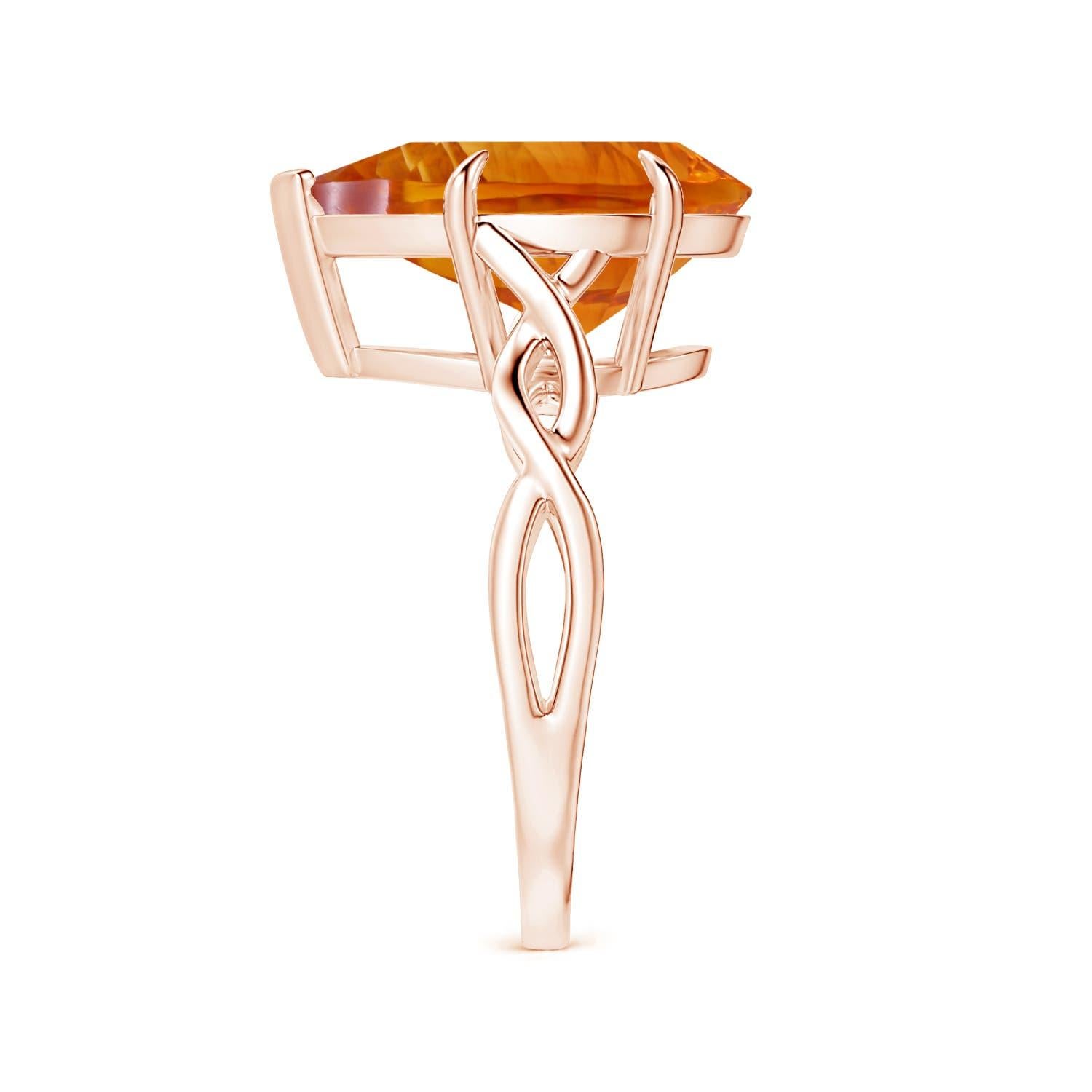 ANGARA GIA Certified Solitaire Pear-Shaped Citrine Ring in 18K Rose Gold 4