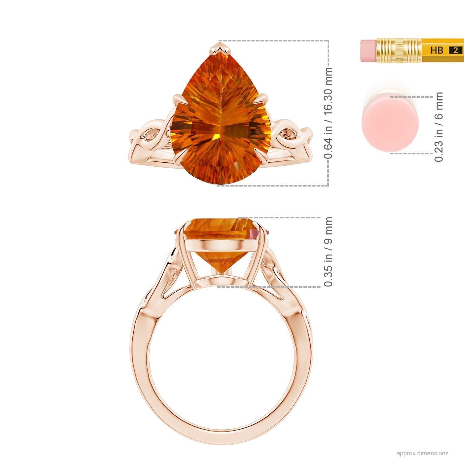 For Sale:  Angara GIA Certified Natural Solitaire Pear-Shaped Citrine Ring in Rose Gold 5