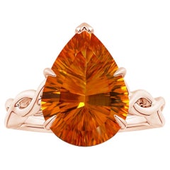 GIA Certified Natural Solitaire Pear-Shaped Citrine Ring in Rose Gold