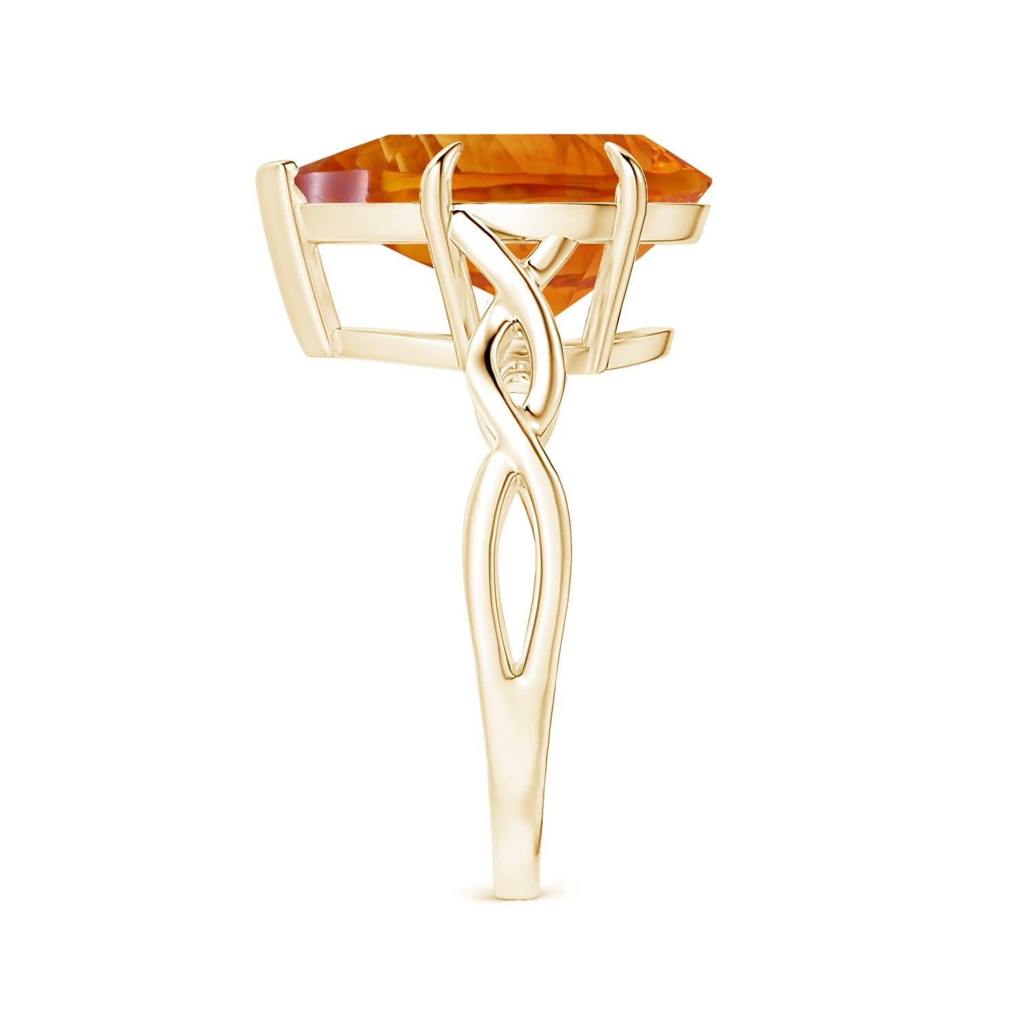 ANGARA GIA Certified Solitaire Pear-Shaped Citrine Ring in 14K Yellow Gold 4