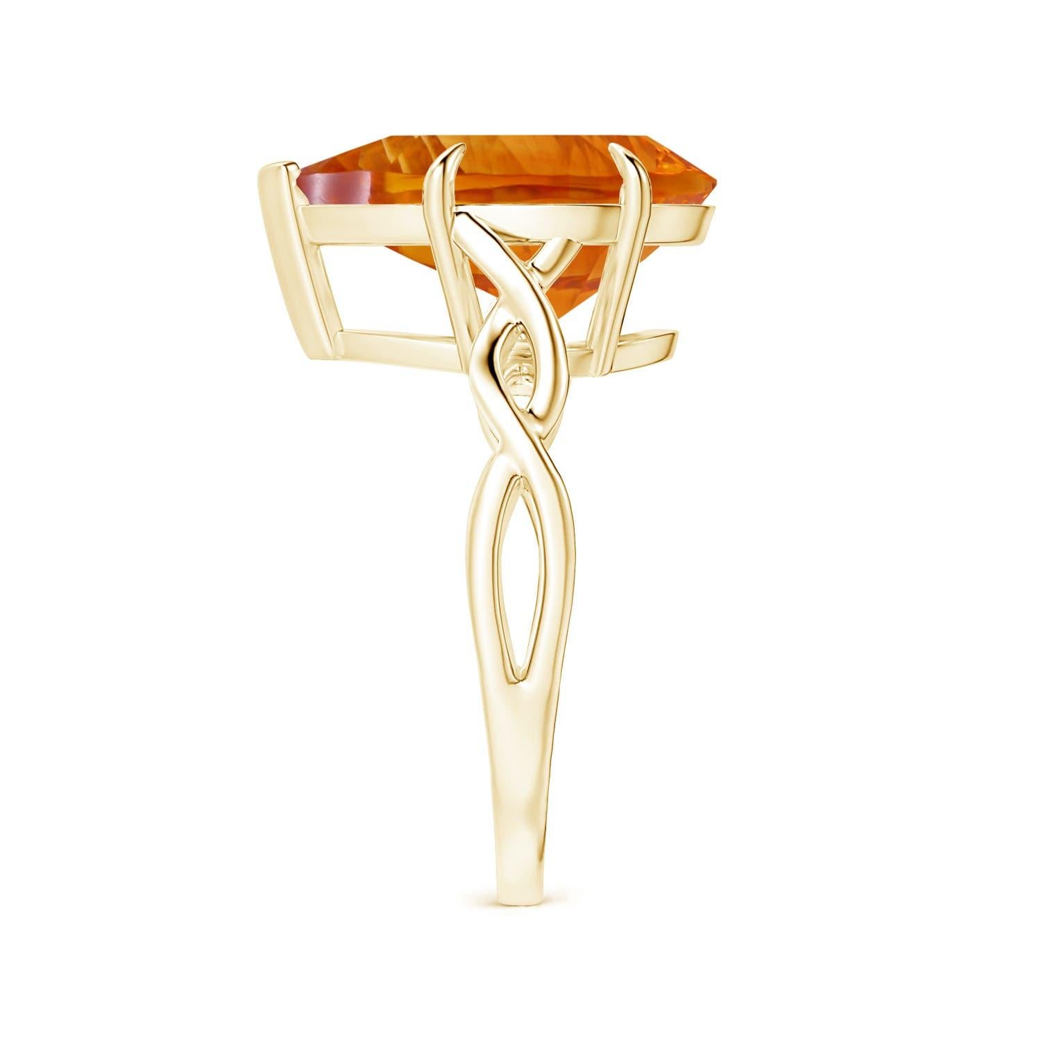 En vente :  Angara Bague solitaire en or jaune avec citrine en forme de poire, certifiée GIA 4