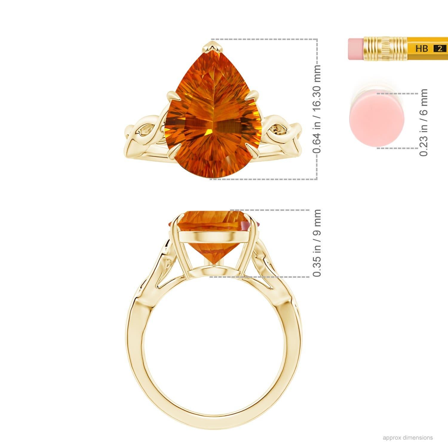 En vente :  Angara Bague solitaire en or jaune avec citrine en forme de poire, certifiée GIA 5