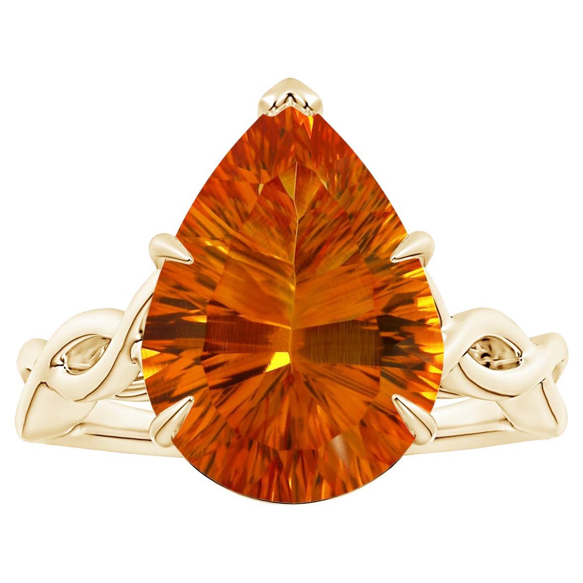 Angara GIA Certified Natural Solitaire Pear-Shaped Citrine Ring in Yellow Gold