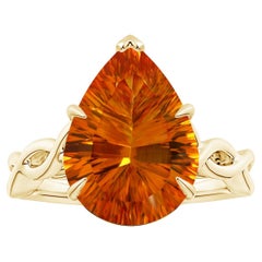 Angara GIA Certified Natural Solitaire Pear-Shaped Citrine Ring in Yellow Gold