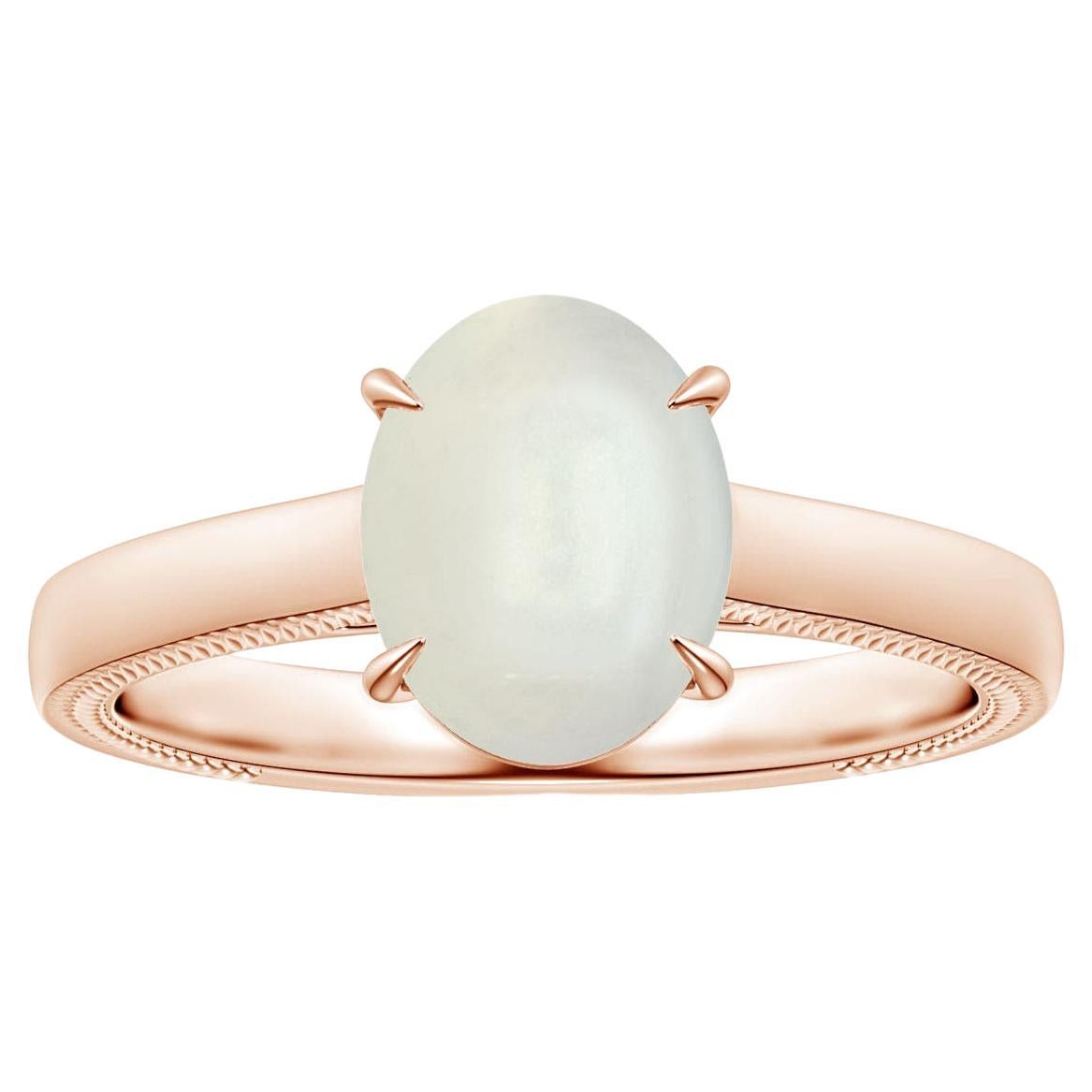 For Sale:  Angara Gia Certified Natural Solitaire Rainbow Moonstone Leaf Ring in Rose Gold