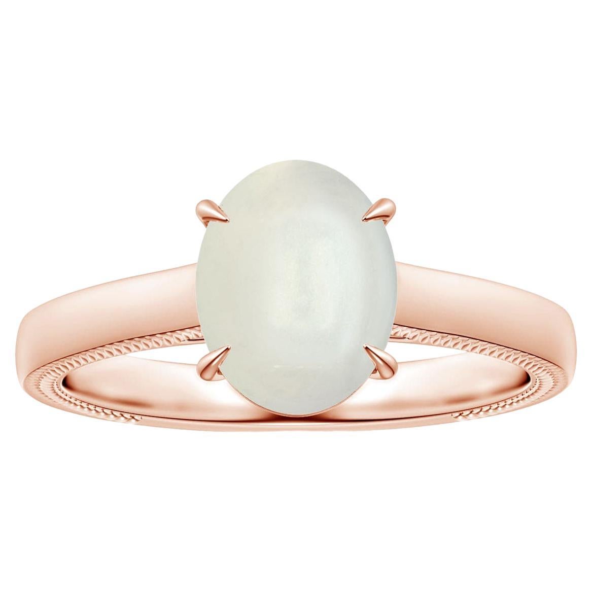 For Sale:  GIA Certified Natural Solitaire Rainbow Moonstone Leaf Ring in Rose Gold