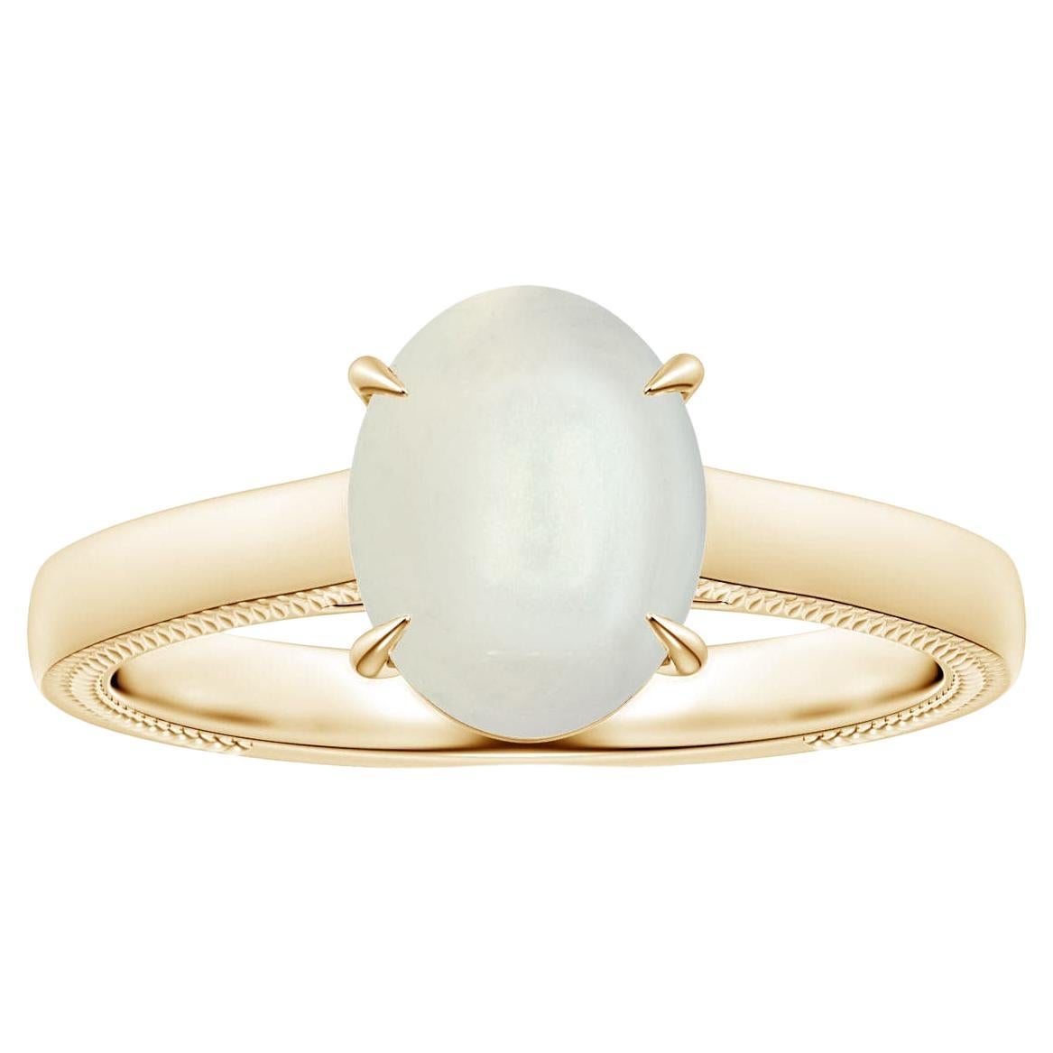 Angara GIA Certified Natural Solitaire Rainbow Moonstone Ring in Yellow Gold