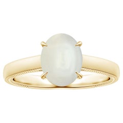 Angara GIA Certified Natural Solitaire Rainbow Moonstone Ring in Yellow Gold
