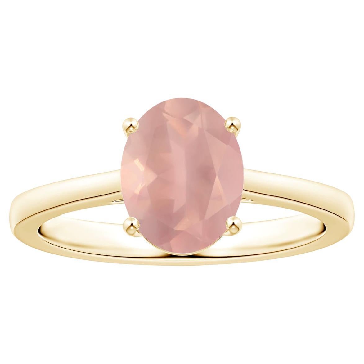 For Sale:  GIA Certified Natural Solitaire Rose Quartz Reverse Ring in Yellow Gold