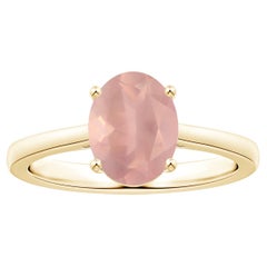 GIA Certified Natural Solitaire Rose Quartz Reverse Ring in Yellow Gold