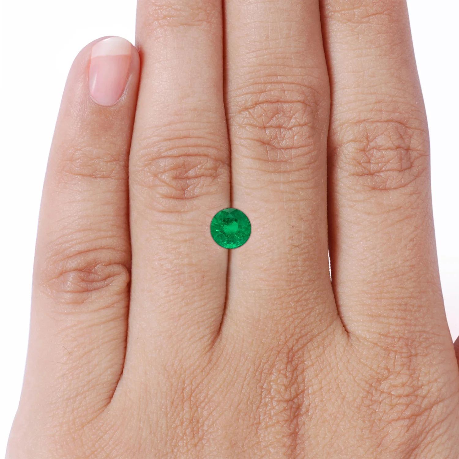 For Sale:  ANGARA GIA Certified Natural Solitaire Round Emerald Bypass Ring in Yellow Gold  6