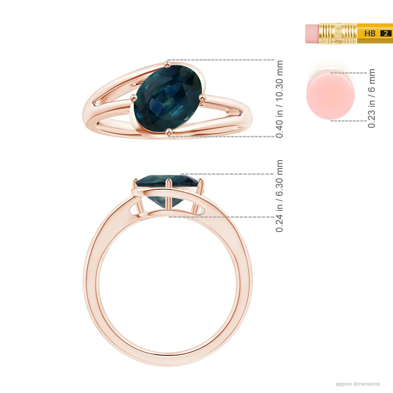 For Sale:  Angara GIA Certified Natural Solitaire Teal Sapphire Bypass Ring in Rose Gold 4