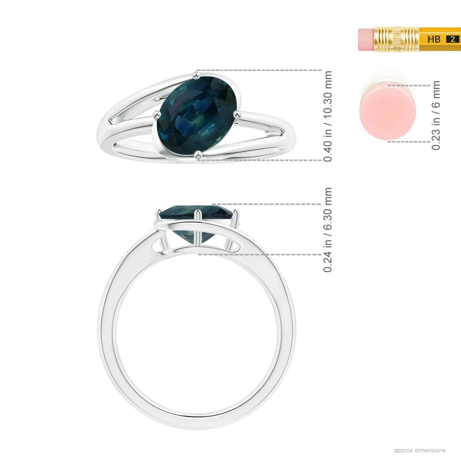 For Sale:  Angara GIA Certified Natural Solitaire Teal Sapphire Bypass Ring in White Gold 4