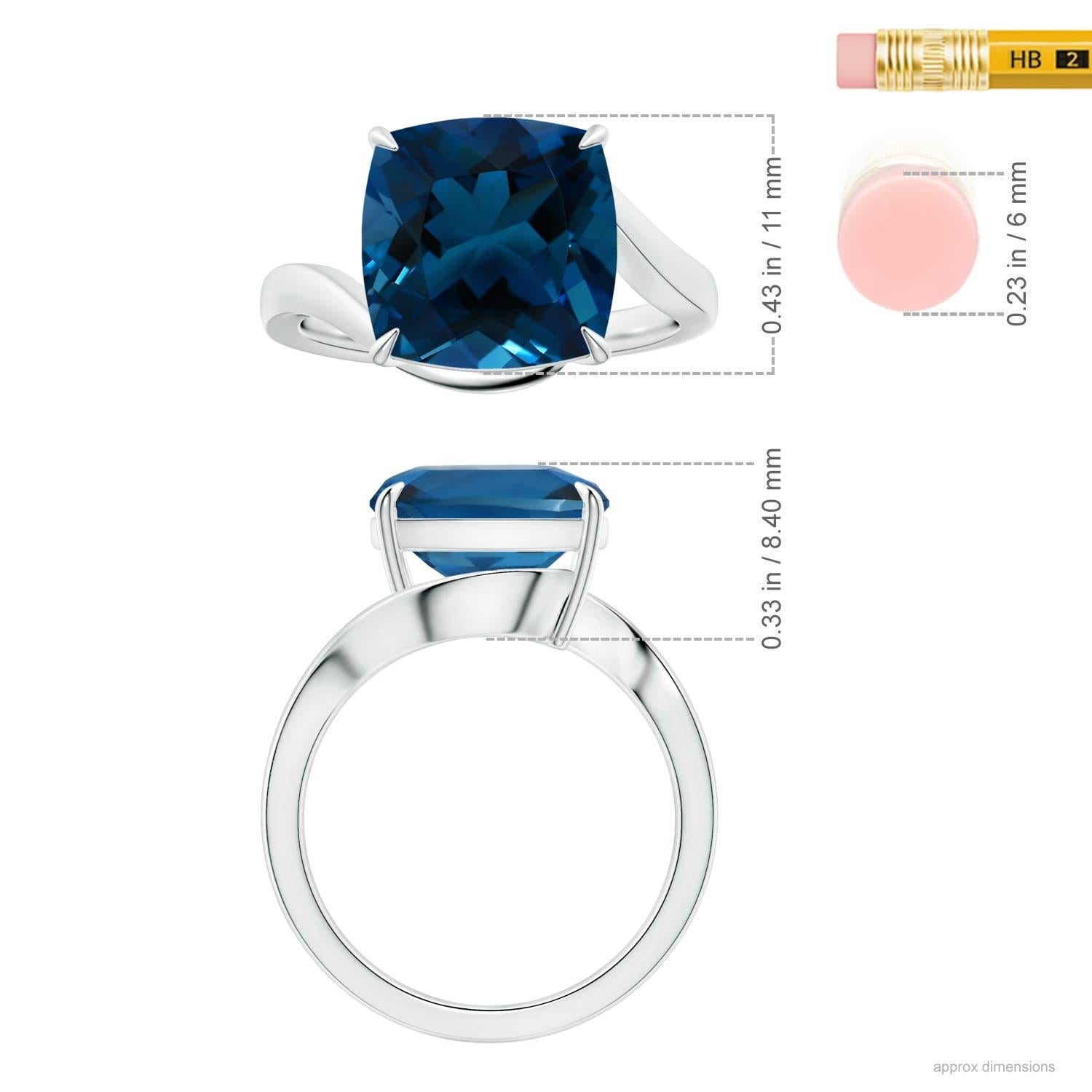 For Sale:  ANGARA GIA Certified Natural Solitaire London Blue Topaz Bypass Ring in Platinum 2