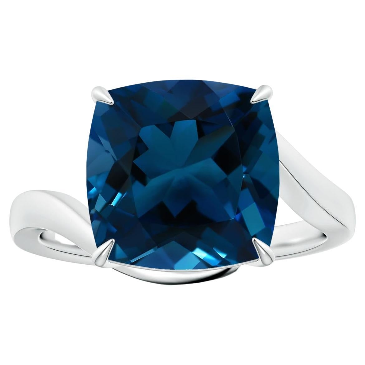 For Sale:  ANGARA GIA Certified Natural Solitaire London Blue Topaz Bypass Ring in Platinum