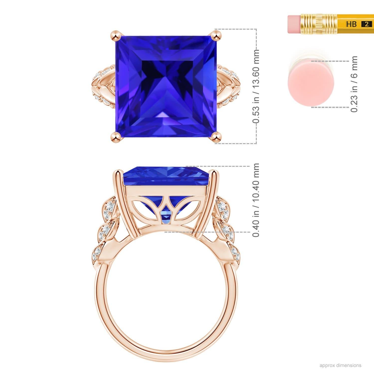 For Sale:  Angara GIA Certified Natural Square Tanzanite Ring in Rose Gold with Leaf Motifs 5