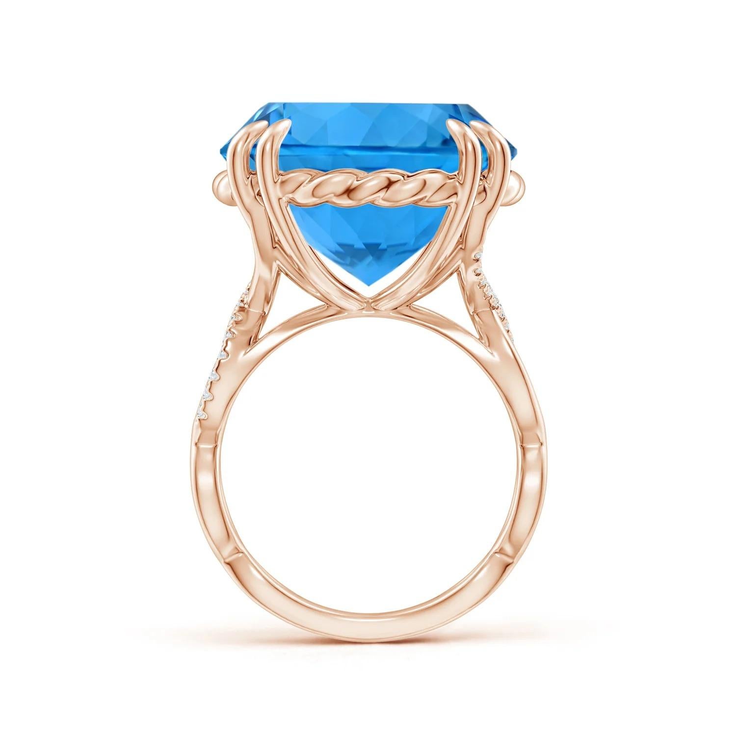 For Sale:  ANGARA GIA Certified Natural Swiss Blue Topaz Cocktail Ring in Rose Gold 3