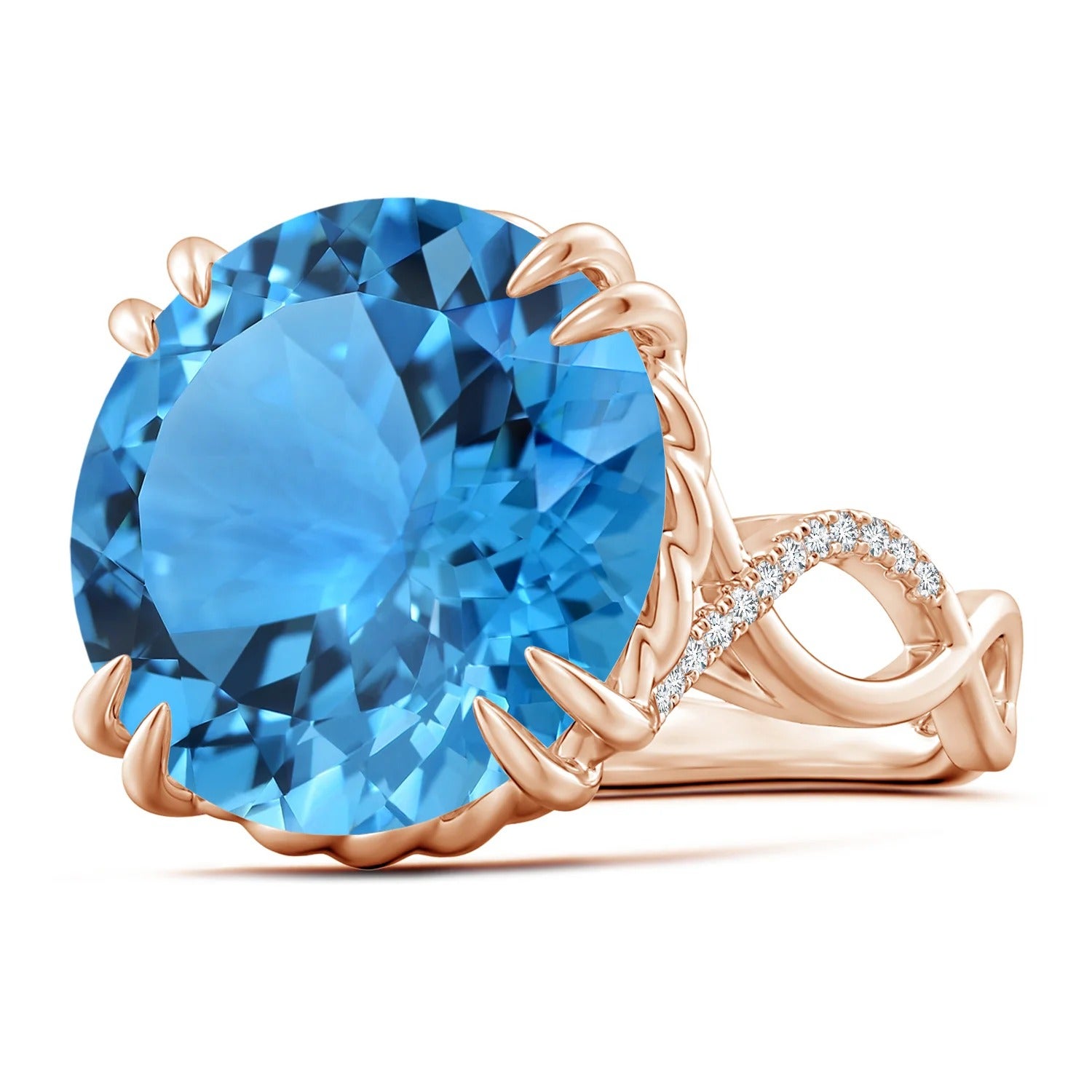 For Sale:  ANGARA GIA Certified Natural Swiss Blue Topaz Cocktail Ring in Rose Gold