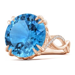 ANGARA GIA Certified Natural Swiss Blue Topaz Cocktail Ring in Rose Gold