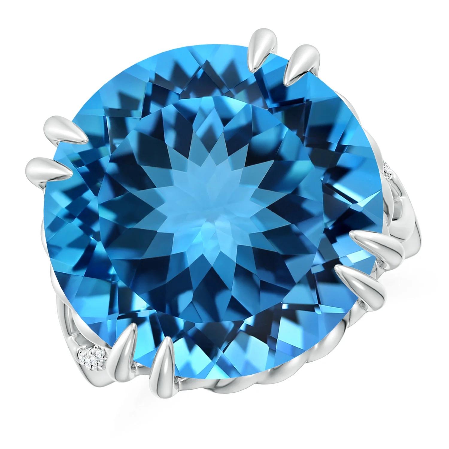 For Sale:  Angara GIA Certified Natural Swiss Blue Topaz Cocktail Ring in White Gold 2