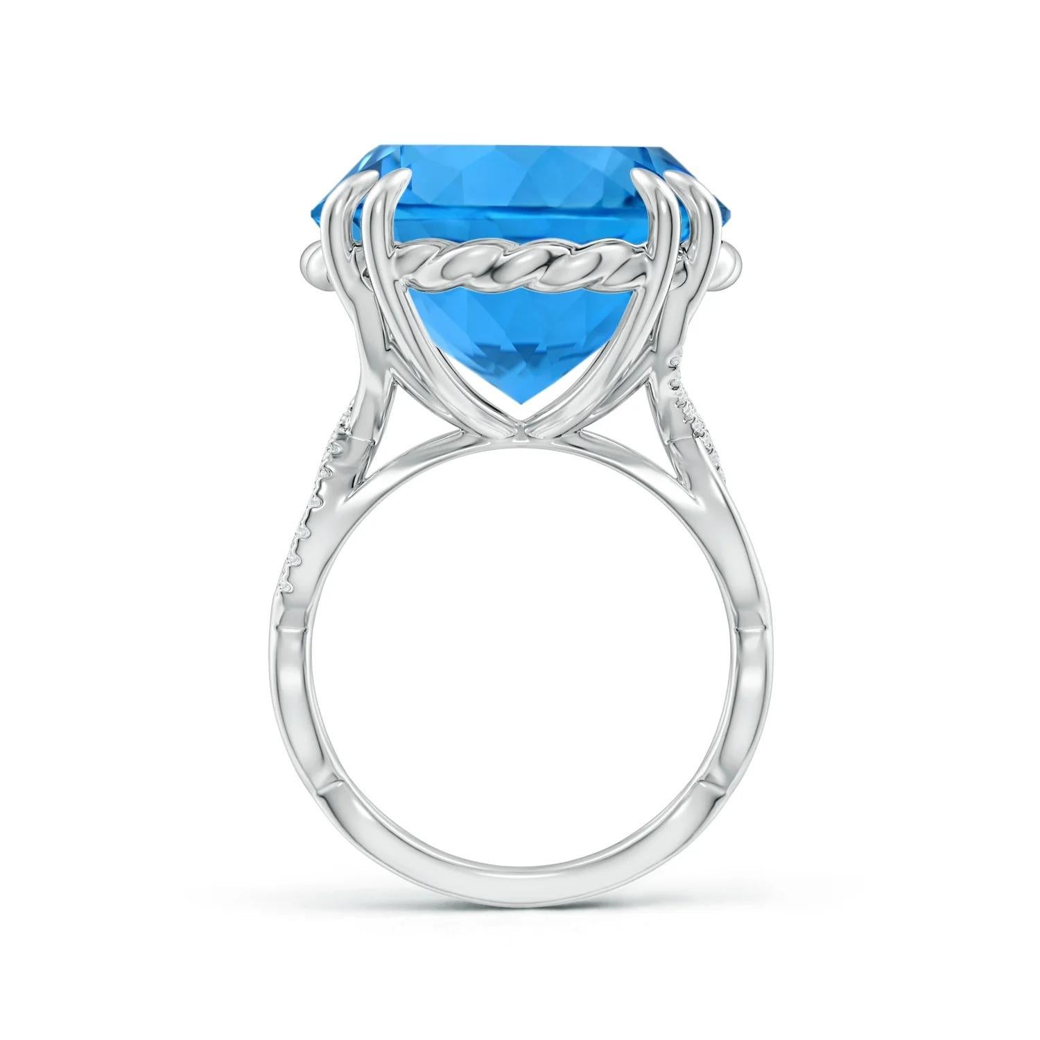 For Sale:  Angara GIA Certified Natural Swiss Blue Topaz Cocktail Ring in White Gold 3