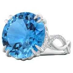 Angara GIA Certified Natural Swiss Blue Topaz Cocktail Ring in White Gold