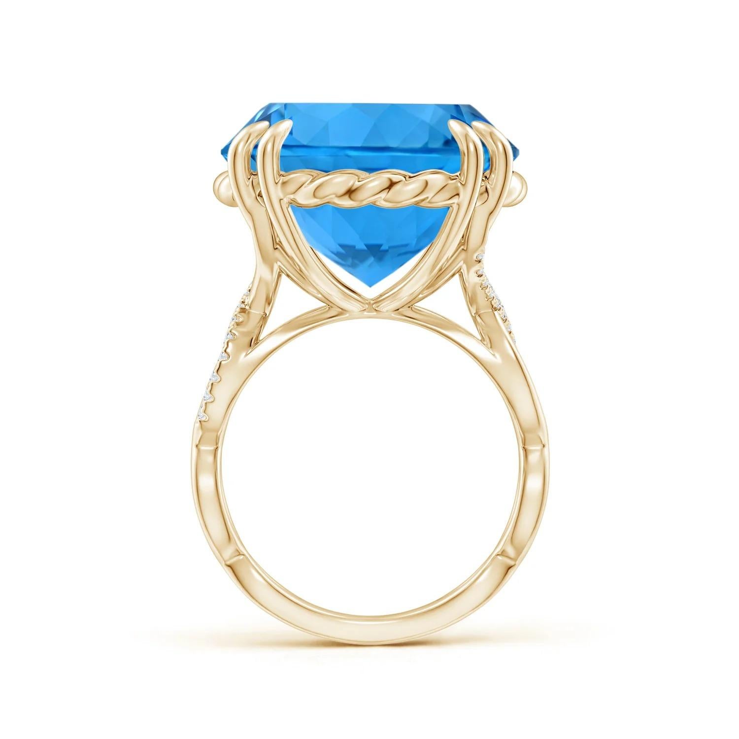 For Sale:  ANGARA GIA Certified Natural Swiss Blue Topaz Cocktail Ring in Yellow Gold 3