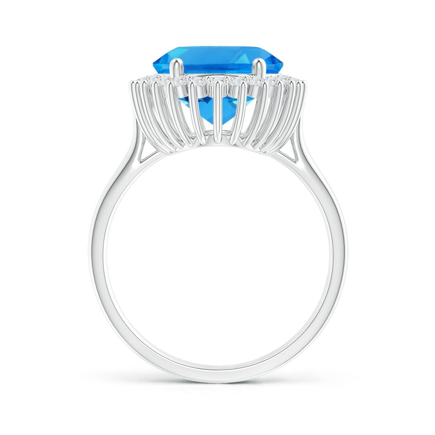 Angara GIA Certified Natural Swiss Blue Topaz Floral Halo White Gold Ring 2