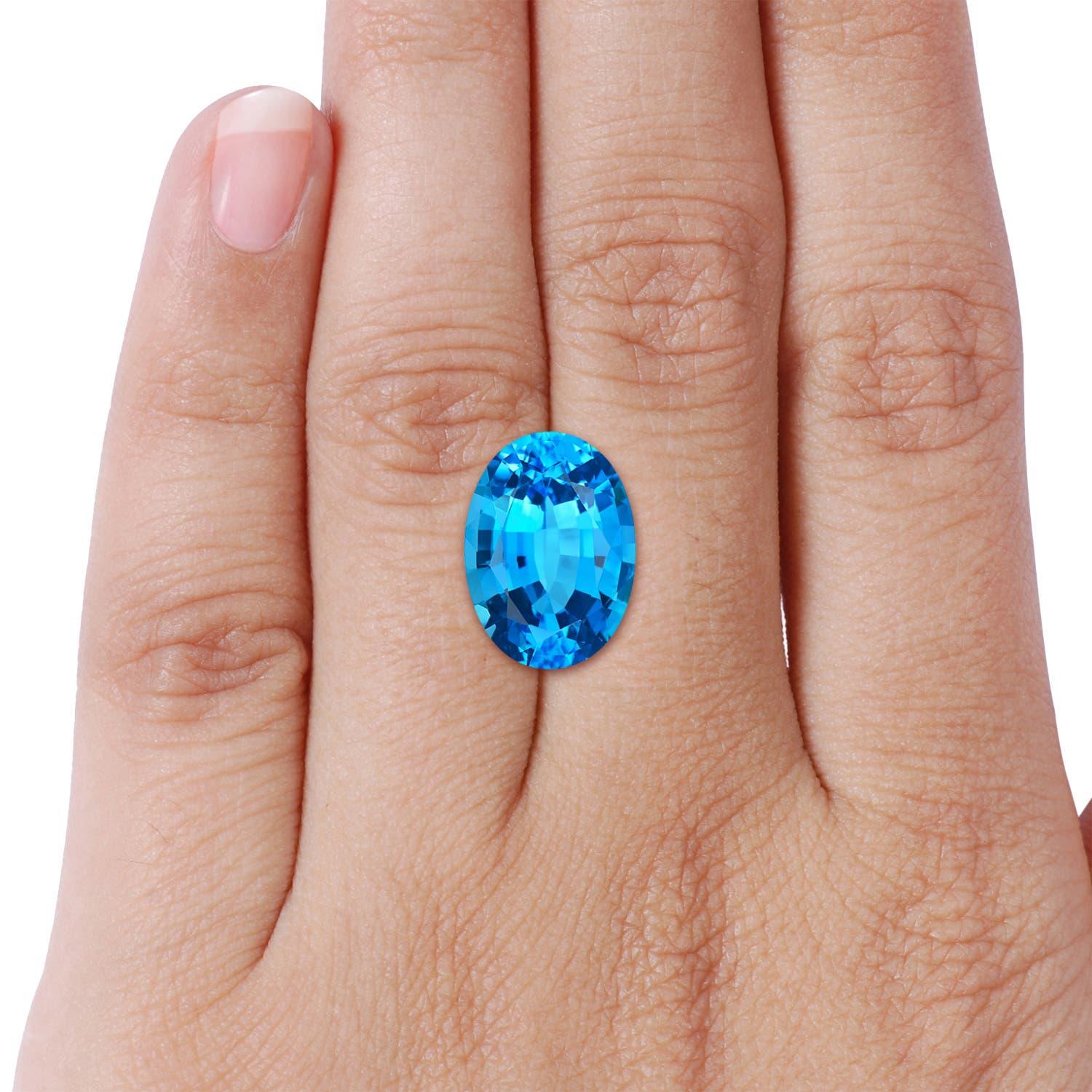 Angara GIA Certified Natural Swiss Blue Topaz Floral Halo White Gold Ring 7