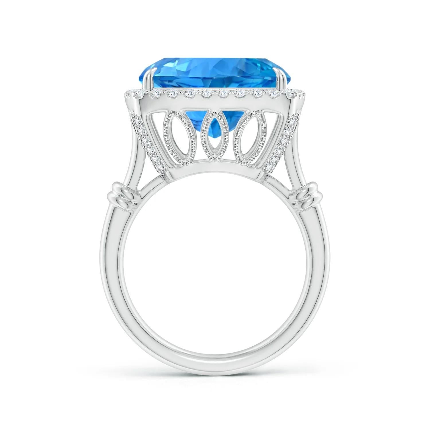 Angara GIA Certified Natural Swiss Blue Topaz Halo Ring in White Gold for Women 3