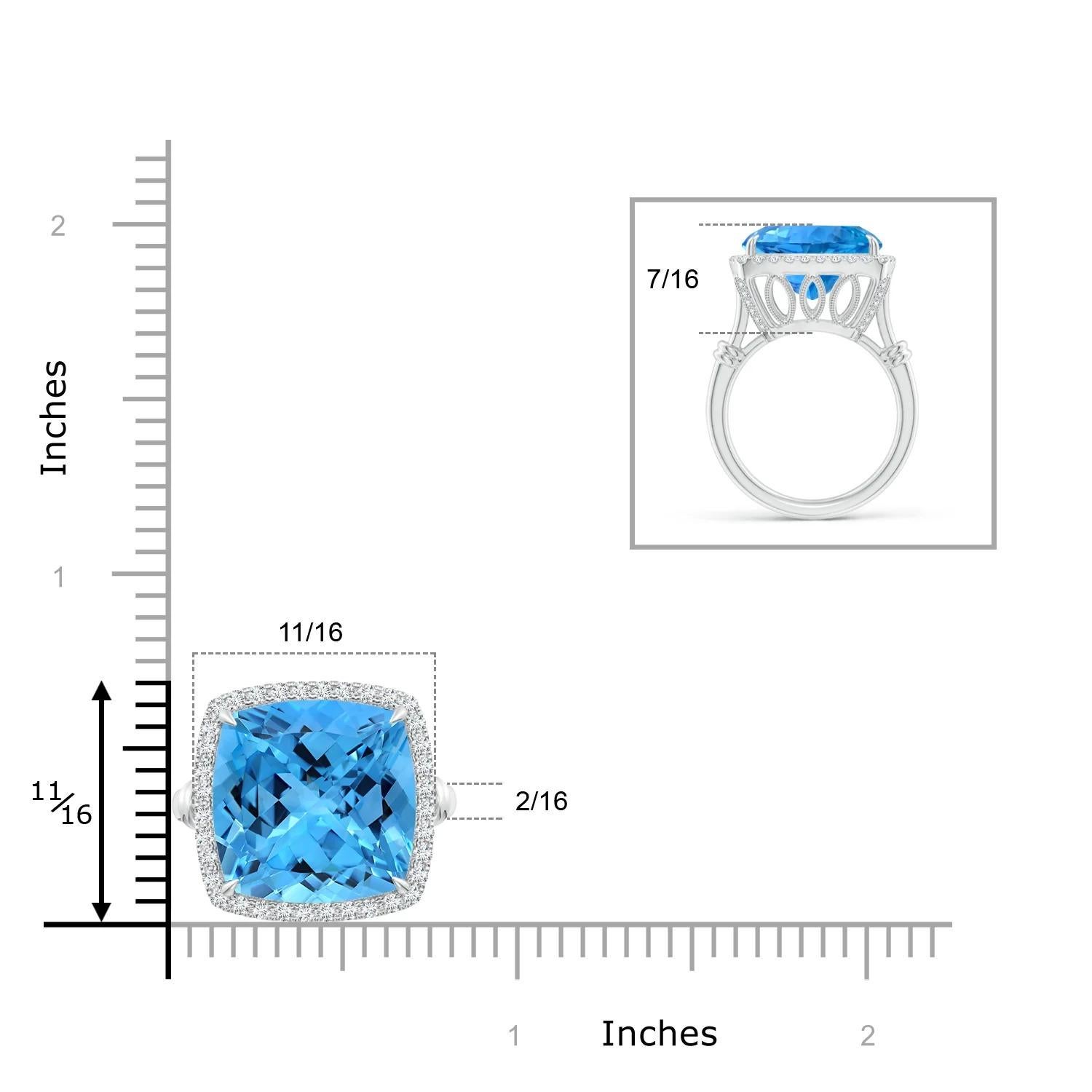 Angara GIA Certified Natural Swiss Blue Topaz Halo Ring in White Gold for Women 7
