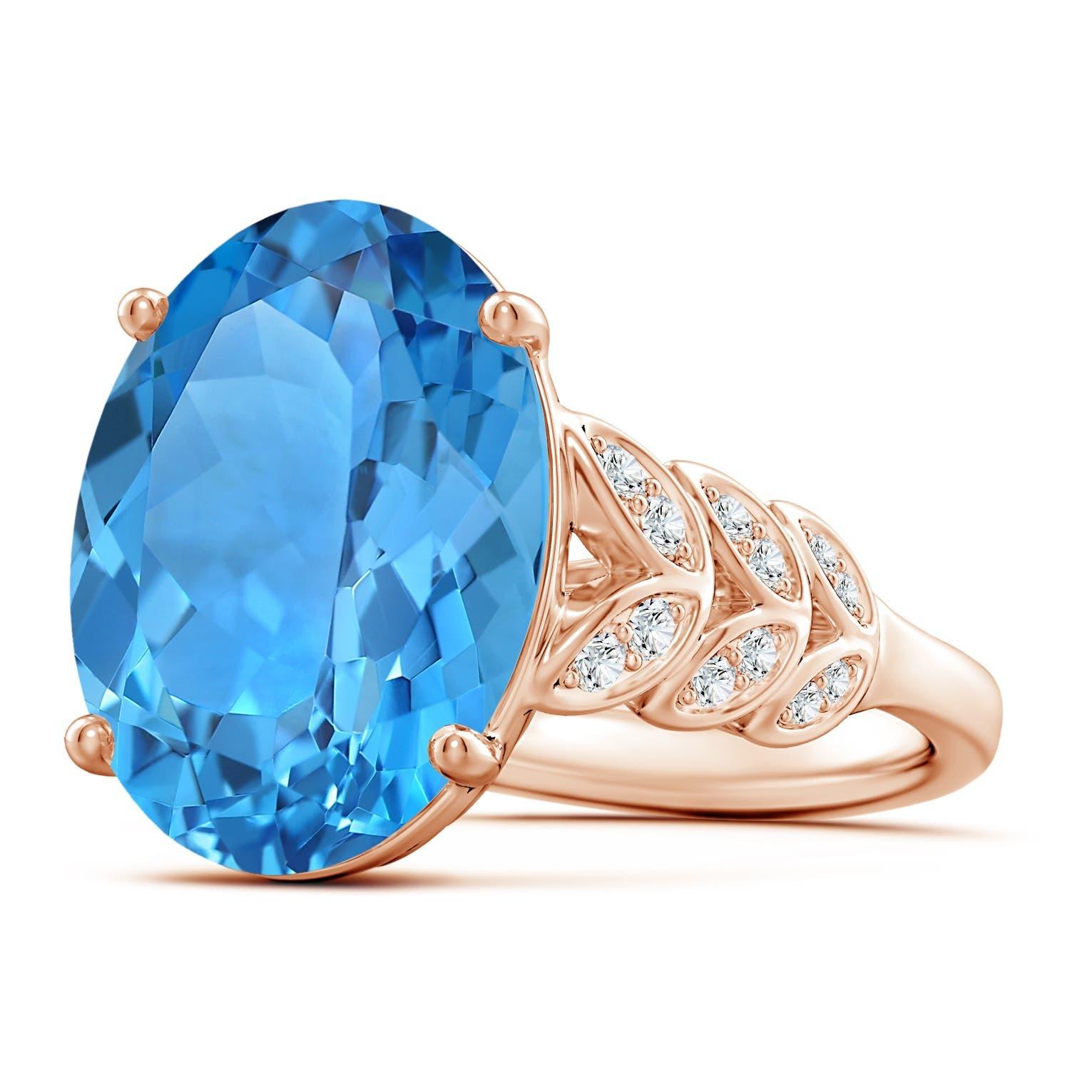 For Sale:  GIA Certified Natural Swiss Blue Topaz Ring in Rose Gold for Women 2