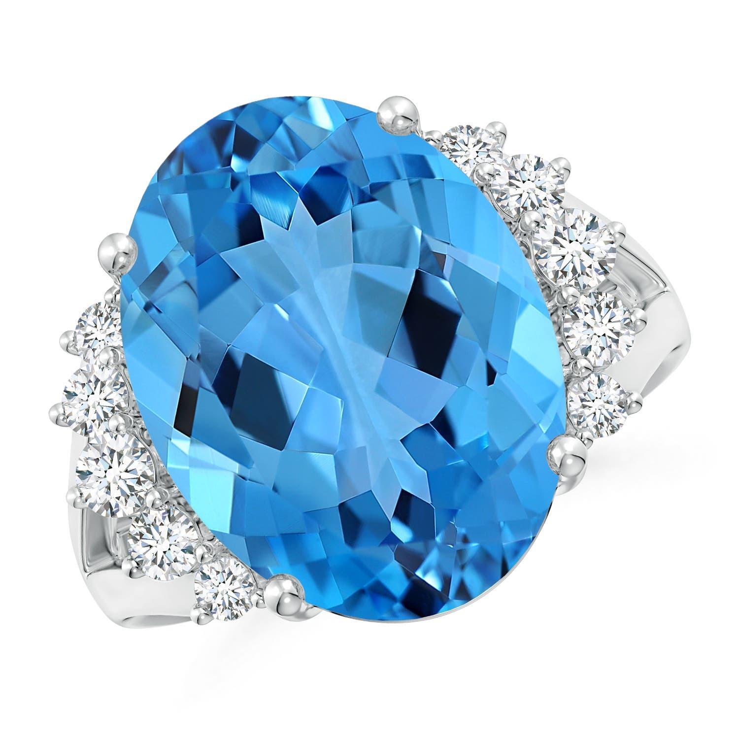 For Sale:  ANGARA GIA Certified Natural Swiss Blue Topaz Ring in White Gold with Diamonds 2
