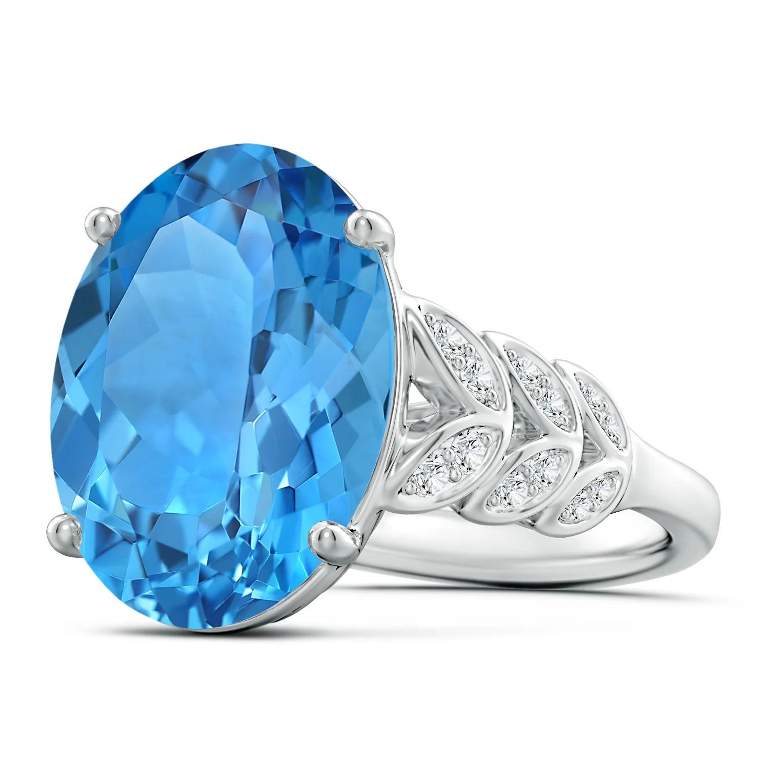 For Sale:  GIA Certified Natural Swiss Blue Topaz Ring in White Gold with Diamonds 2
