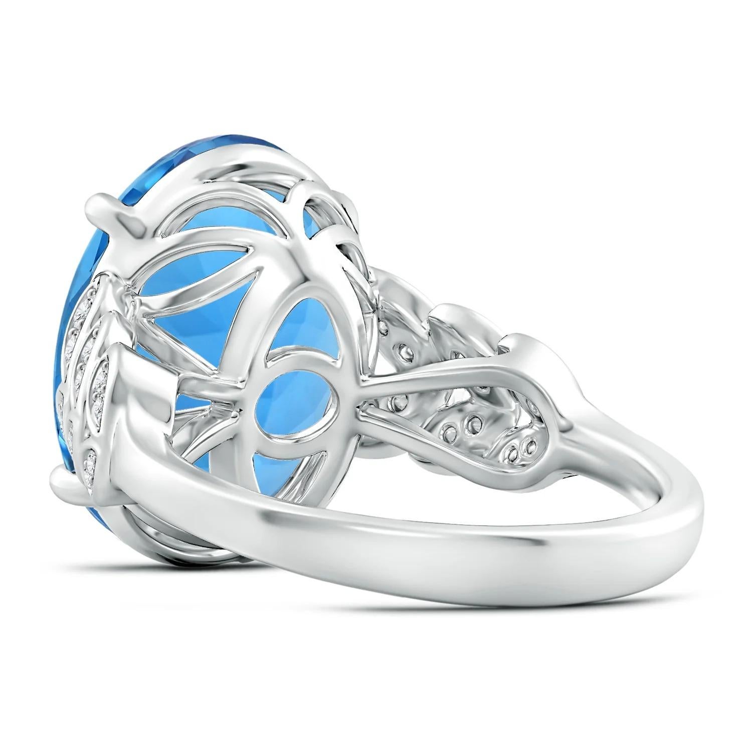 For Sale:  GIA Certified Natural Swiss Blue Topaz Ring in White Gold with Diamonds 4