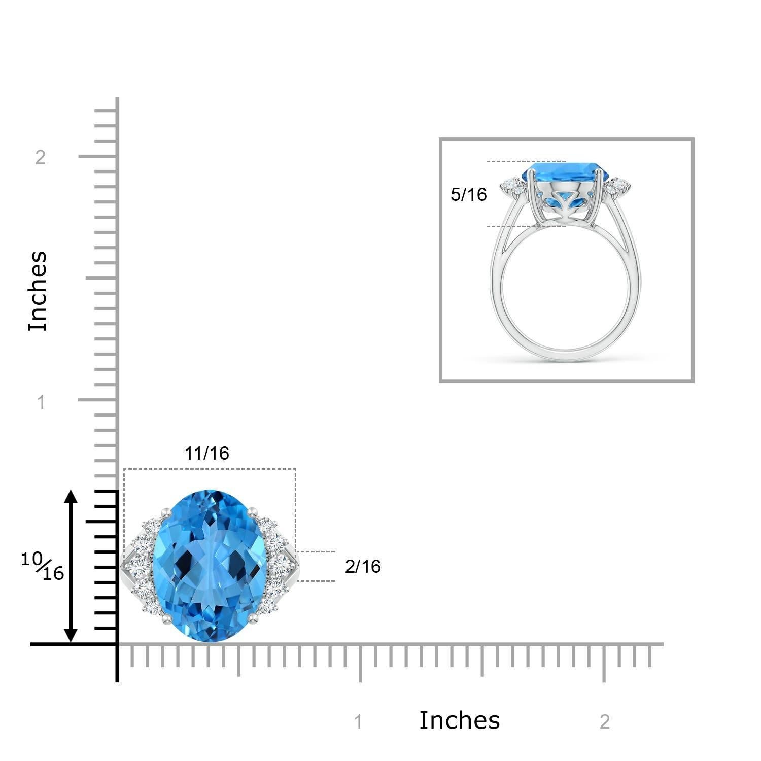For Sale:  ANGARA GIA Certified Natural Swiss Blue Topaz Ring in White Gold with Diamonds 7