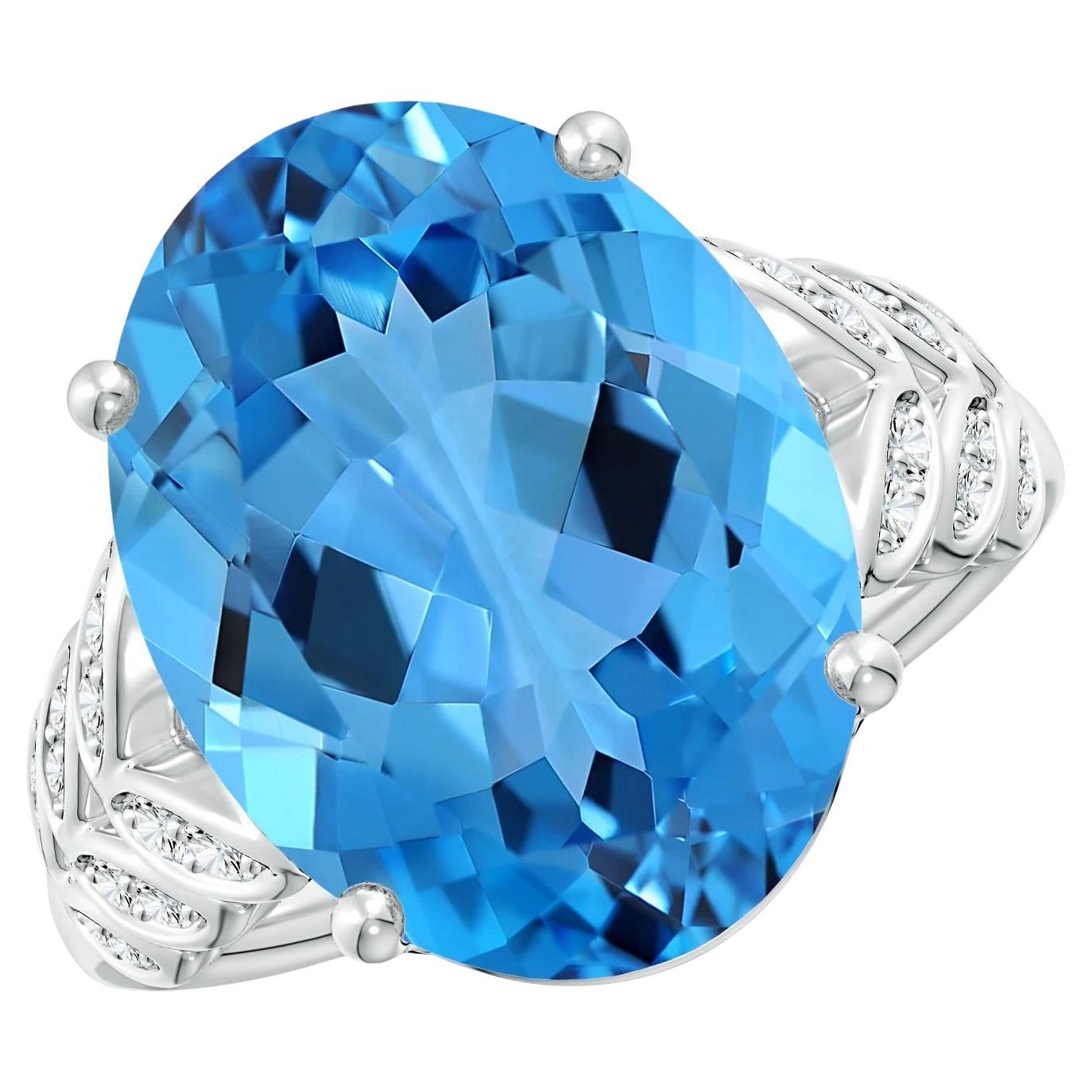 For Sale:  GIA Certified Natural Swiss Blue Topaz Ring in White Gold with Diamonds