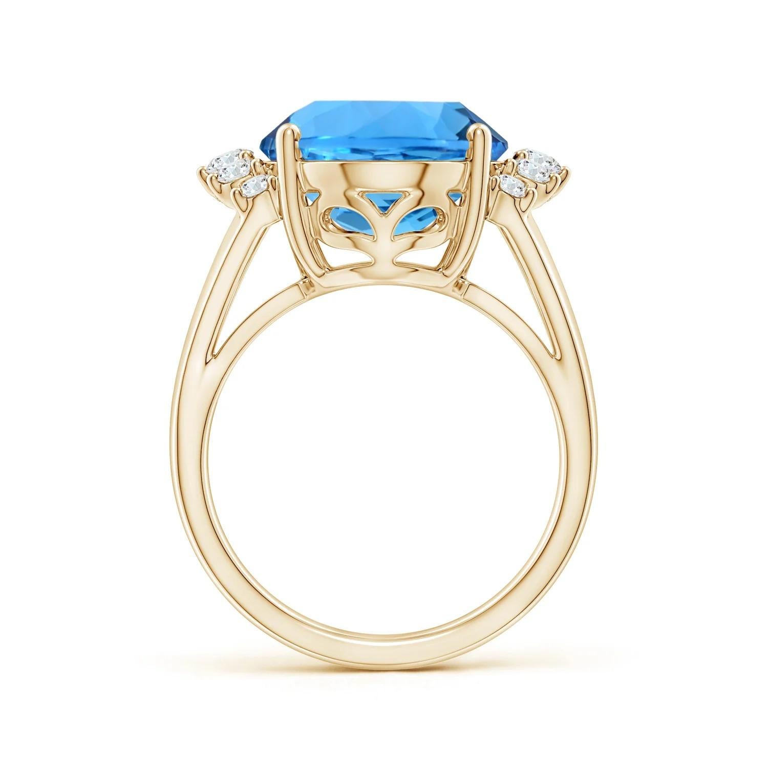 For Sale:  ANGARA GIA Certified Natural Swiss Blue Topaz Ring in Yellow Gold with diamonds 3