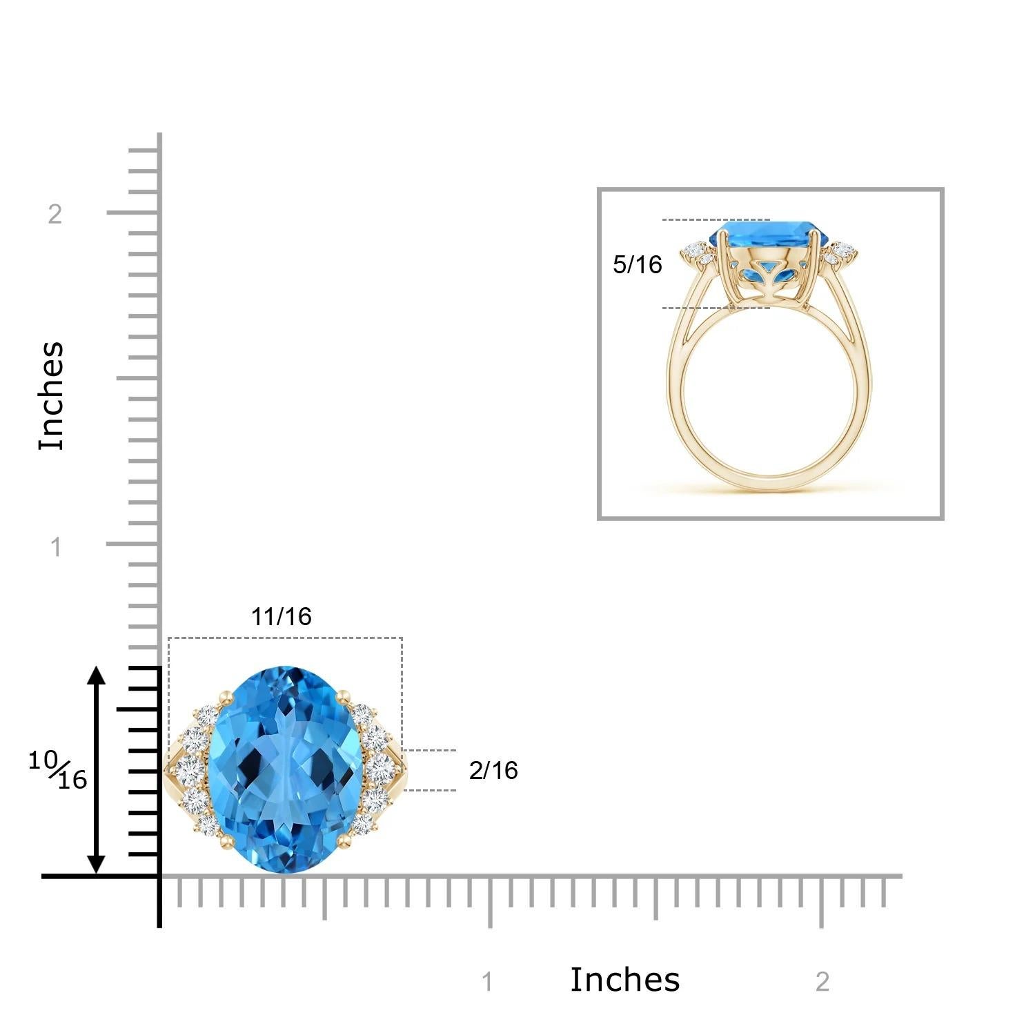 For Sale:  ANGARA GIA Certified Natural Swiss Blue Topaz Ring in Yellow Gold with diamonds 7