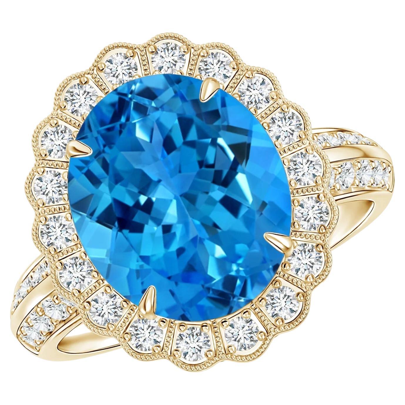 Customizable GIA Certified Natural Swiss Blue Topaz Ring in Yellow Gold